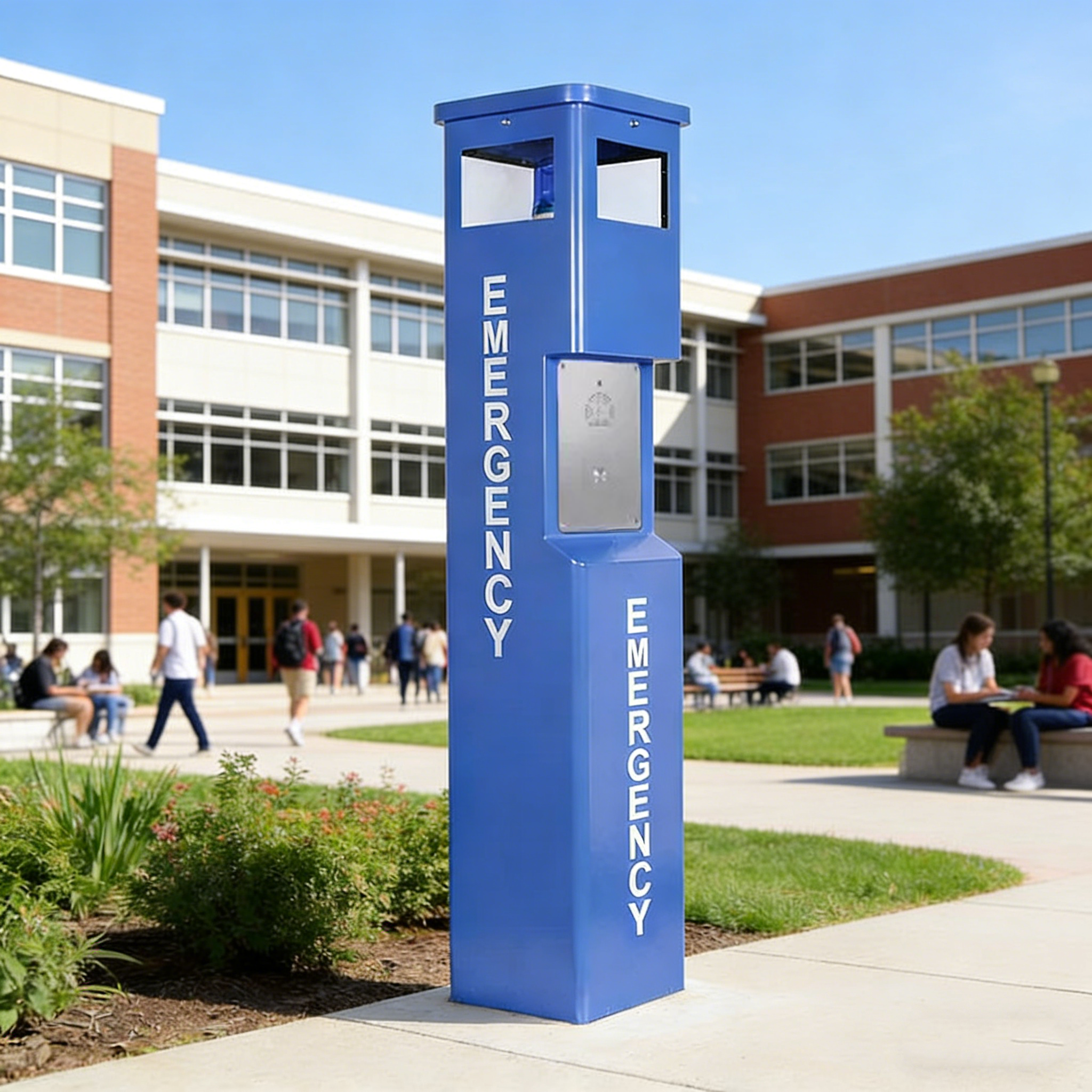 将蓝光话机放置校园场景生成图片